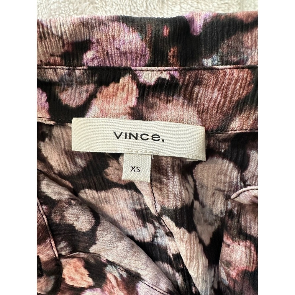 Vince Floral Print Silk Long Sleeve Button Up Blouse Top Womens XS - Picture 7 of 11